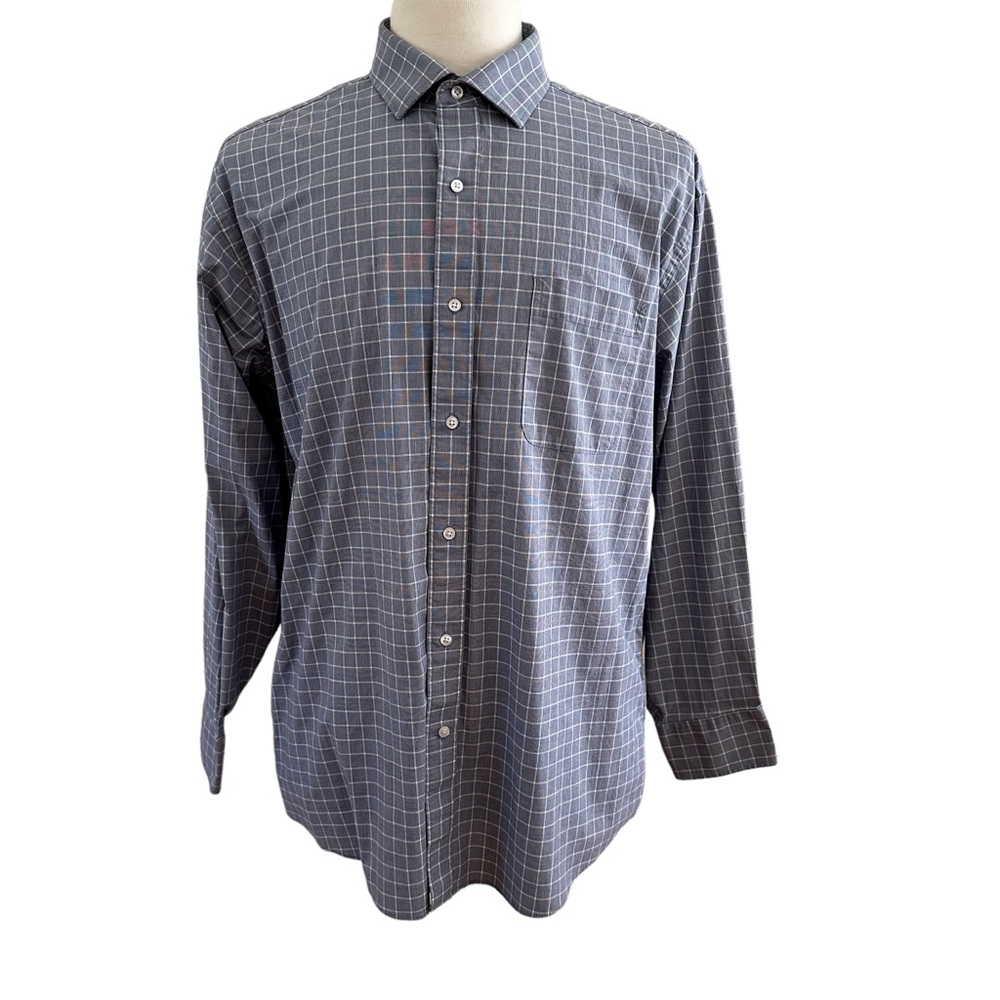 Tommy Hilfiger Men’s Long Sleeves Button Front Shirt Blue & White Size XL